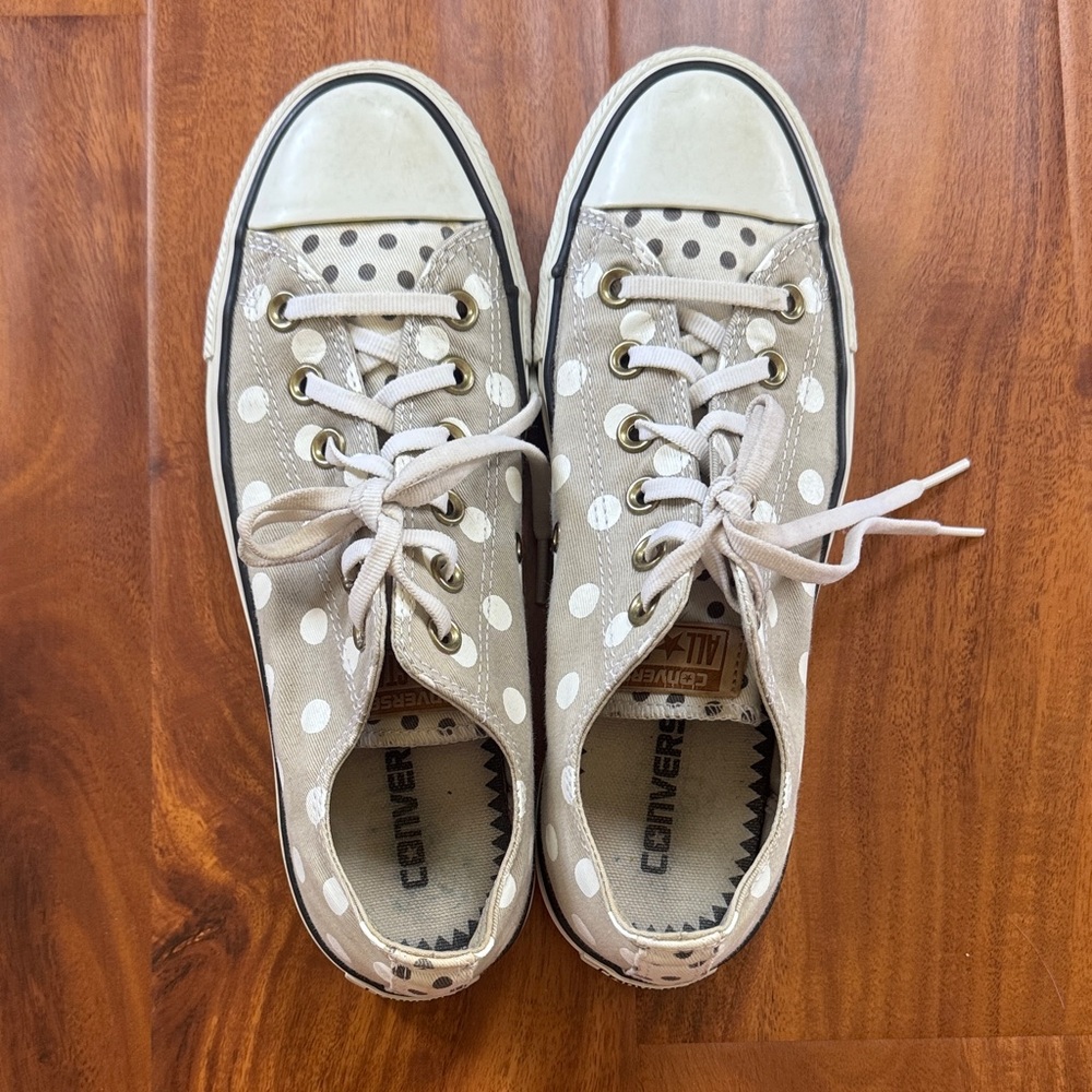 Converse All Star Grey and White Polka Dot Low Top Sneakers - women’s 8